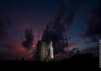 die Ariane-5ES mit dem zweiten ATV nach ihrer Ankunft auf der Startrampe