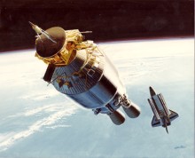 Aussetzen der ISPM Sonde mit Centaur-G Stufe aus dem Shuttle