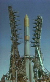 rare Aufnahme der Molnija-M Rakete mit Venera 8