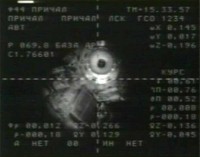 Instrumentenanzeige beim Anflug von Sojus TMA-15 auf die ISS